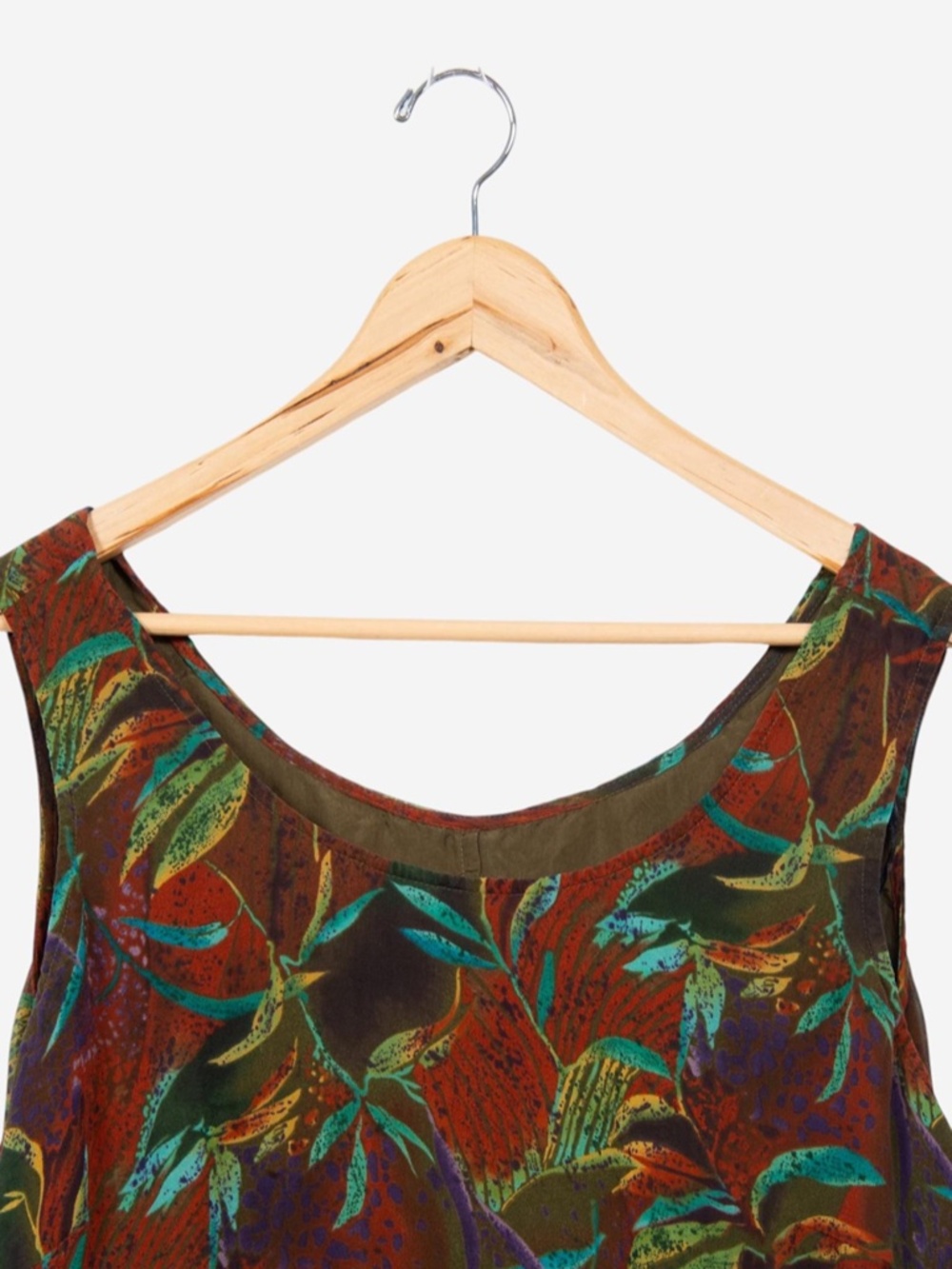 vintage 90s botanical silk boho summer tank dress size 20 - Picture 2 of 3